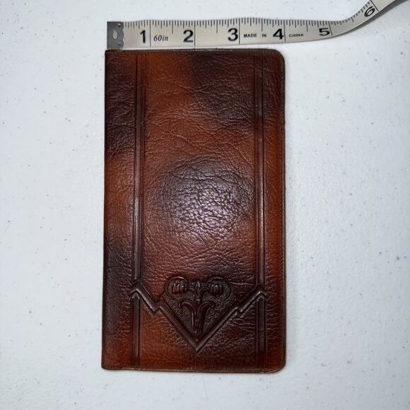 Nokona Vintage Genuine Steerhide Leather Tall Wallet Brown Tooled - Picture 5 of 7
